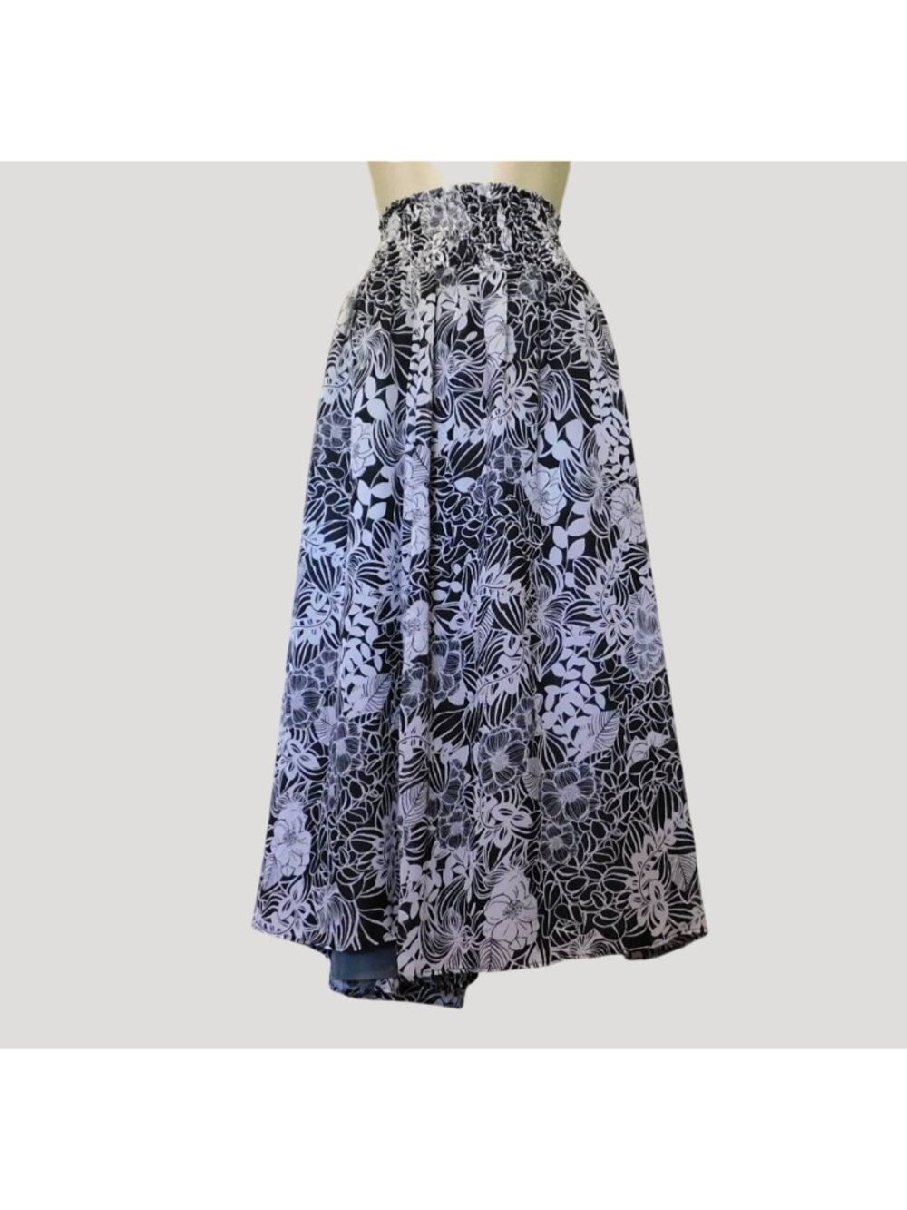 George Floral Skirt XL 16 18 Black White Print Elastic Waist Lined Lightweight - Picture 2 of 8